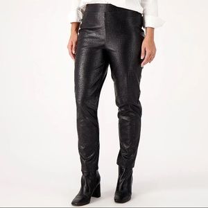 Isaac Mizrahi Live! Petite Faux Croc Leather Slim Ankle Pant NWOT!